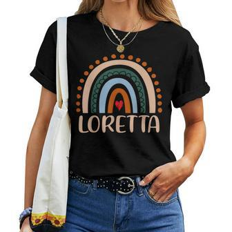 Loretta Name Personalized Rainbow Loretta Women T-shirt | Mazezy AU