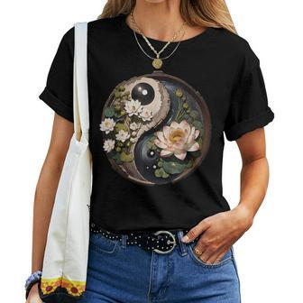 Lotus Flower Pond Yin Yang Women T-shirt | Mazezy