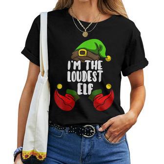 Loudest Elf Matching Group Christmas Party Pajama Women T-shirt - Thegiftio UK