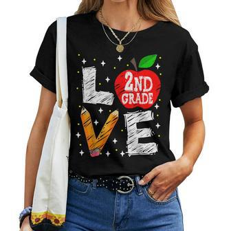 Love 2Nd Grade Apple Back To School Teacher Women T-shirt
