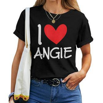 I Love Angie Name Personalized Girl Woman Bff Friend Heart Women T-shirt | Mazezy