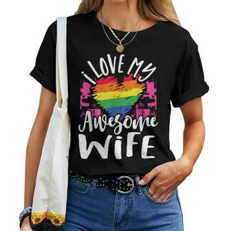 I Love My Awesome Wife Gay Lesbian Couple Matching Women T-shirt | Mazezy