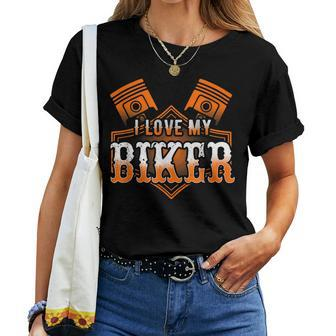 I Love My Biker Motorcycle Wife Husband Partner Women T-shirt | Mazezy