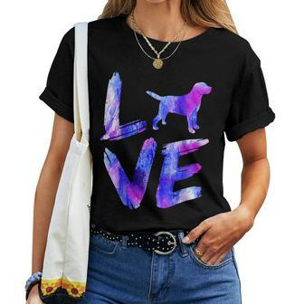 Love Cavador Watercolor Blue Dog Mom Dad Women T-shirt | Mazezy