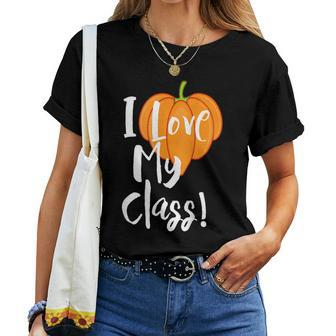 I Love My Class Fall Or Halloween Teacher Halloween For Teacher Women T-shirt | Mazezy