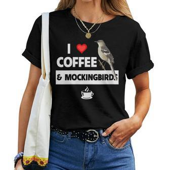 I Love Coffee And Northern Mockingbird Arkansas State Bird Women T-shirt | Mazezy