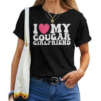 I Love My Cougar Girlfriend Heart Groovy Couples Women T-shirt | Mazezy