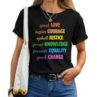 Love Courage Justice Equality Lgbtq Gay Pride Month Rainbow Women T-shirt - Seseable