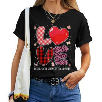 Love Ephysical Science Teacher Leopard Buffal Valentine Women T-shirt | Mazezy