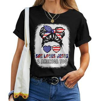 Love Jesus & America Too 4Th Of July Christian Girl Toddler Women T-shirt | Mazezy