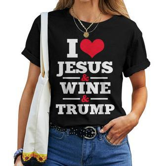 Love Jesus Wine Trump Religious Christian Faith Mom Women T-shirt | Mazezy DE