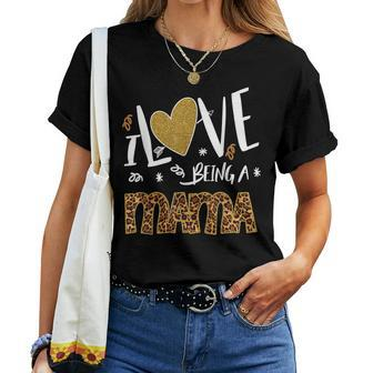 I Love Being Mama Leopard Plaid Women T-shirt | Mazezy