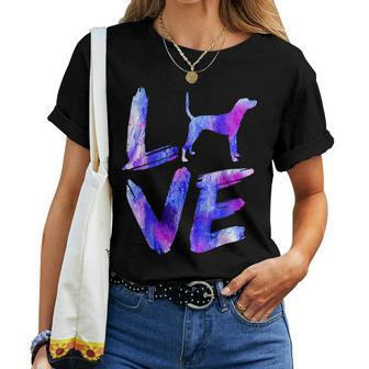 Love Treeing Tennessee Brindle Watercolor Blue Dog Mom Dad Women T-shirt | Mazezy