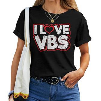 I Love Vacation Bible School Vbs Christian Worship Church Women T-shirt - Thegiftio UK