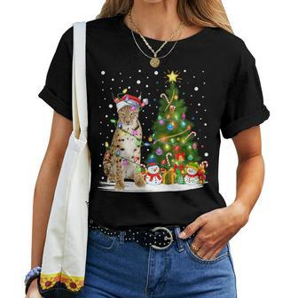Lynx Xmas Tree Lighting Santa Lynx Christmas Women T-shirt | Mazezy