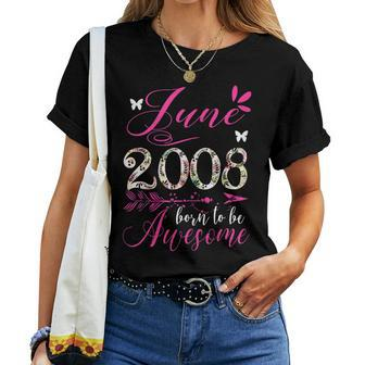 Made In June 2008 Floral 11 Born To Be Being Awesome Women T-shirt Casual Daily Basic Unisex Tee | Mazezy