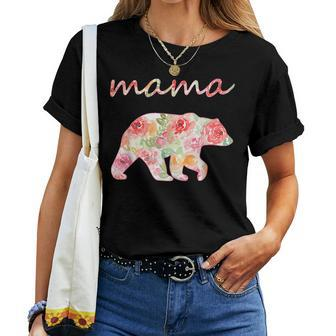 Mama Bear Matching Family Pajama Floral Women T-shirt | Mazezy