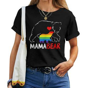 Mama Bear Proud Mom Rainbow Flag Lgbt Pride Women T-shirt | Mazezy