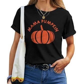Mama Pumpkin Family For Autumn Fall Halloween For Mama Women T-shirt | Mazezy