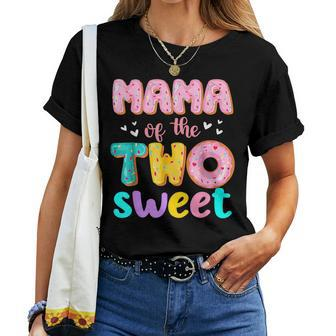 Mama Of The Two Sweet Donut Birthday Family Theme Girl For Mama Women T-shirt | Mazezy