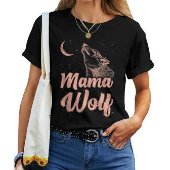 Mama Wolf And Moon Momma Wolf Howling Animal Women T-shirt | Mazezy
