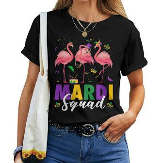 Mardi Squad Jester Flamingo Mardi Gras Fat Tuesday Parade Women T-shirt | Mazezy