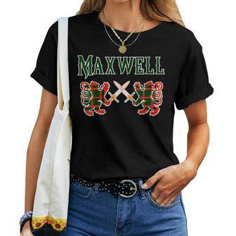 Maxwell Scottish Clan Lion Family Name Tartan Kilt Women T-shirt | Mazezy