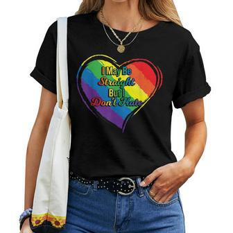 I May Be Straight But I Dont Hate Lgbtq Gay Pride Rainbow Women T-shirt Crewneck | Mazezy