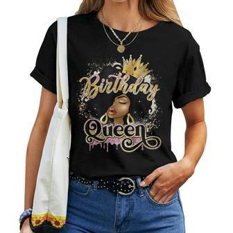 Melanin Birthday Queen African American Afro Girls Women T-shirt - Seseable