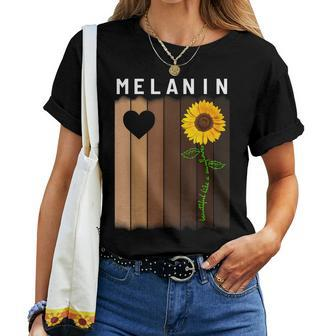 Melanin Shades Black Pride Men Women Sunflower Lovers Women T-shirt | Mazezy