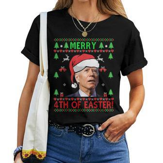 Merry 4Th Of Easter Joe Biden Christmas Women T-shirt | Mazezy
