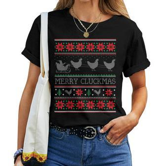 Merry Christmas Farmer Chicken Ugly Christmas Sweaters Women T-shirt - Monsterry CA
