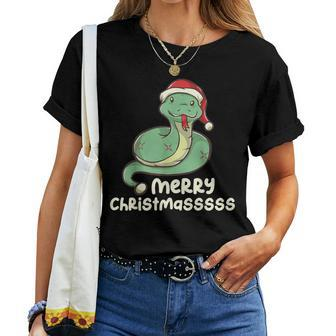 Merry Christmasss Snake Serpent Ugly Christmas Sweater Women T-shirt | Seseable CA