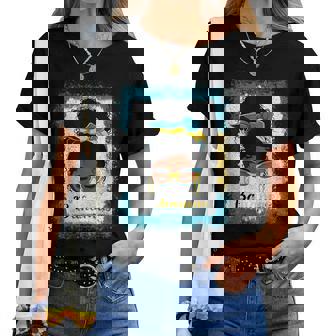 Messy Bun Bahamian Bahamas Flag Womens Woman Girl Bahamas Women T-shirt Crewneck | Mazezy