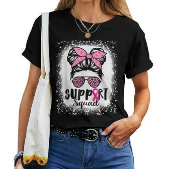 Messy Bun Glasses Pink Support Squad Breast Cancer Awareness Women T-shirt