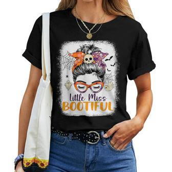 Messy Bun Little Miss Bootiful Boo Halloween Costume Girls Women T-shirt - Seseable