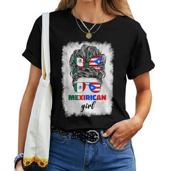 Mexirican Girl Mix Half Mexican And Puerto Rican Rico Flag Women T-shirt - Monsterry
