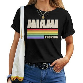 Miami Florida Pride Rainbow Flag Gay Pride Merch Queer City Women T-shirt | Mazezy