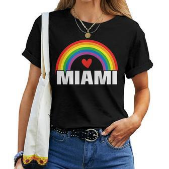 Miami Gay Pride Month Festival 2019 Rainbow Heart Women T-shirt Crewneck | Mazezy