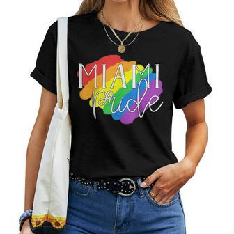 Miami Pride Lesbian Gay Lgbtq Rainbow Flag Florida Women T-shirt | Mazezy