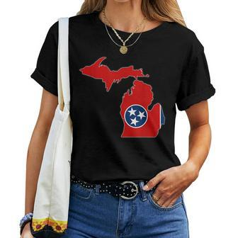 Michigan State Map Tennessee Tn Flag Roots Men Women Women T-shirt | Mazezy