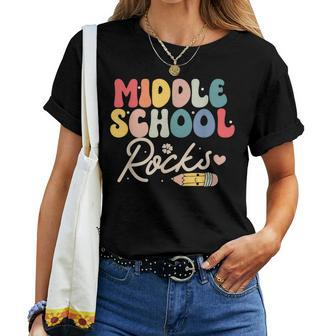 Middle School Rocks Students Teacher Back To School Women T-shirt - Seseable
