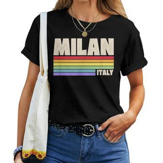 Milan Italy Rainbow Gay Pride Merch Retro 70S 80S Queer Women T-shirt | Mazezy