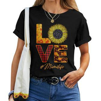Mimi Life Sunflower Autumn Love Graphic Grandma Life Women T-shirt | Mazezy