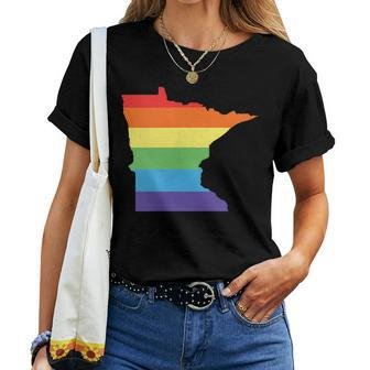 Minnesota Gay Pride Rainbow Flag Lgbt Equality Women T-shirt | Mazezy