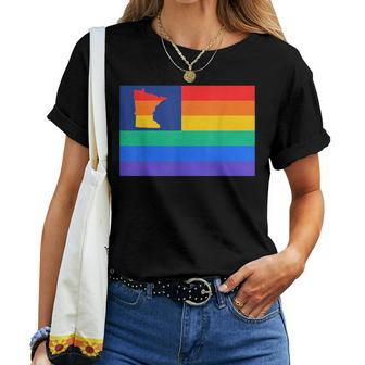 Minnesota - Map State Gay Pride Rainbow Flag Lgbt Women T-shirt Crewneck | Mazezy