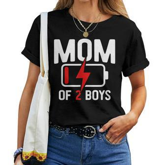 Mom Of 2 Boys From Son Birthday Women Women T-shirt | Mazezy