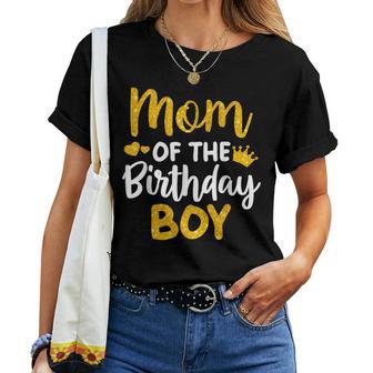 Mom Of The Birthday Boy Decorations Party Family Matching Women T-shirt - Monsterry CA