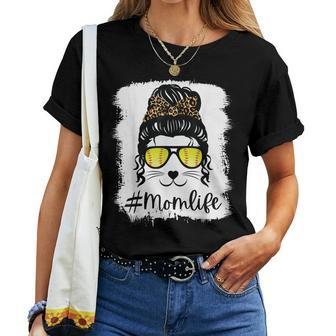 Mom Life Messy Bun Softball Bleached Mothers Day Gift For Womens Women T-shirt Casual Daily Crewneck Short Sleeve Graphic Basic Unisex Tee