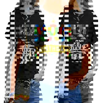 Mom Of The Birthday Boy Building Blocks Master Builder Women T-shirt - Monsterry